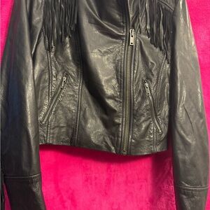 Banana Republic Leather Jacket with Fringe